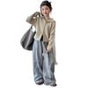 2025 Girls' Spring/Autumn Cardigan & Wide-Leg Pants Set - Hooded Casual Two-Piece Outfit