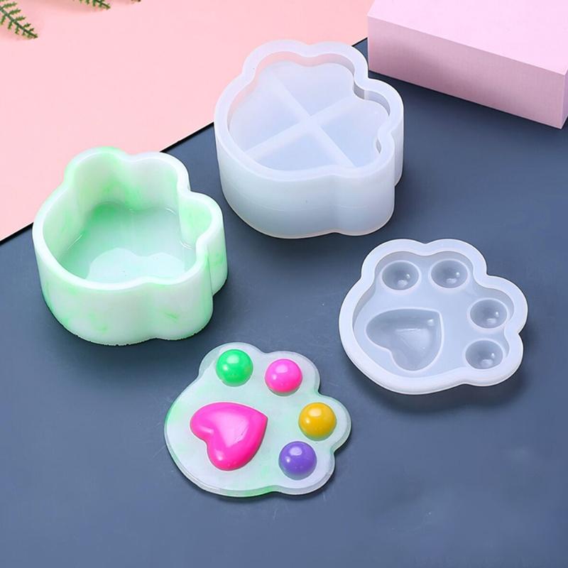 Flexible Sturdy Silicone Epoxy Resin Castes Mould Dog Paw Shaped Tray Dishes Mould for Craft and Home Decoration