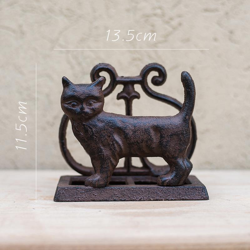

Vintage Cat Bird Cast Iron Standing Napkin Holder European Home Table Spoon Metal Tissue Paper Holder Business Card Holders