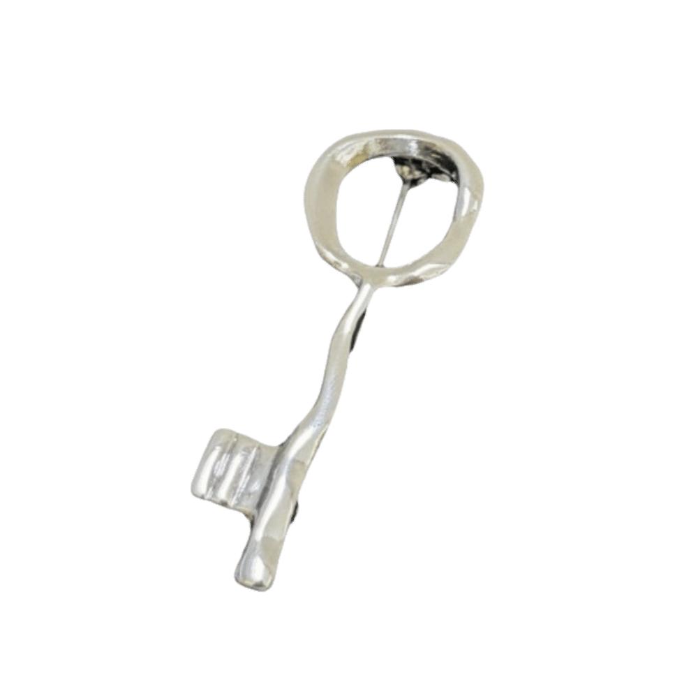 Lock Hole Design Key Shaped Brooch Vintage Style Metal Decorative Pin Suit Coat Accessory  Daily