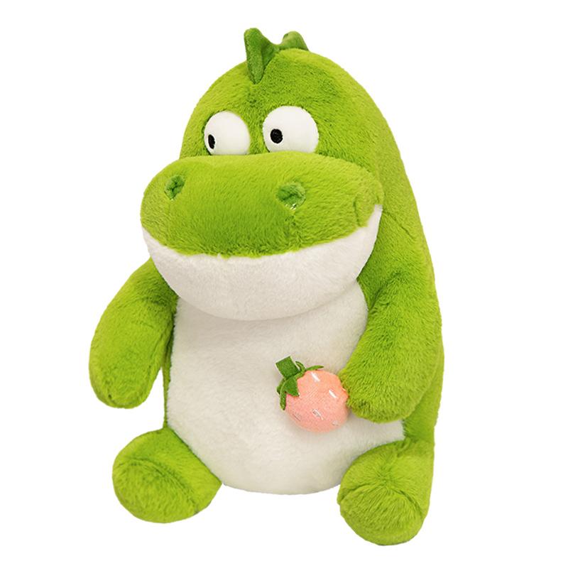 Super Soft Cartoon Stupid Dinosaur with Strawberry Plush Toys Kawaii Stuffed Animal Dragon Doll Baby Sleeping Pillow Girls Gifts