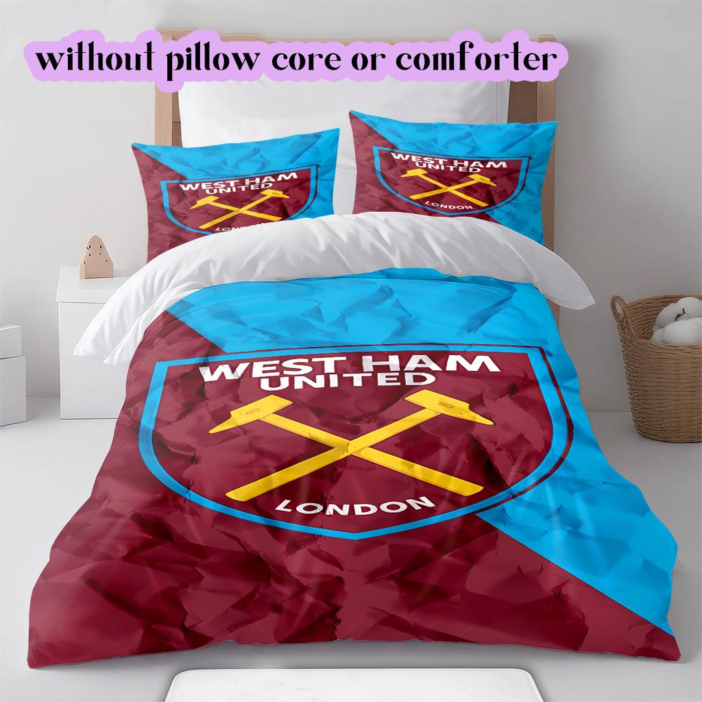 Football Red Blue Pattern Bedding Quilt Set Quilt Cover Pillowcase Home Decoration Birthday Gift (1 * duvet cover + 2 * pillowcase, without core)