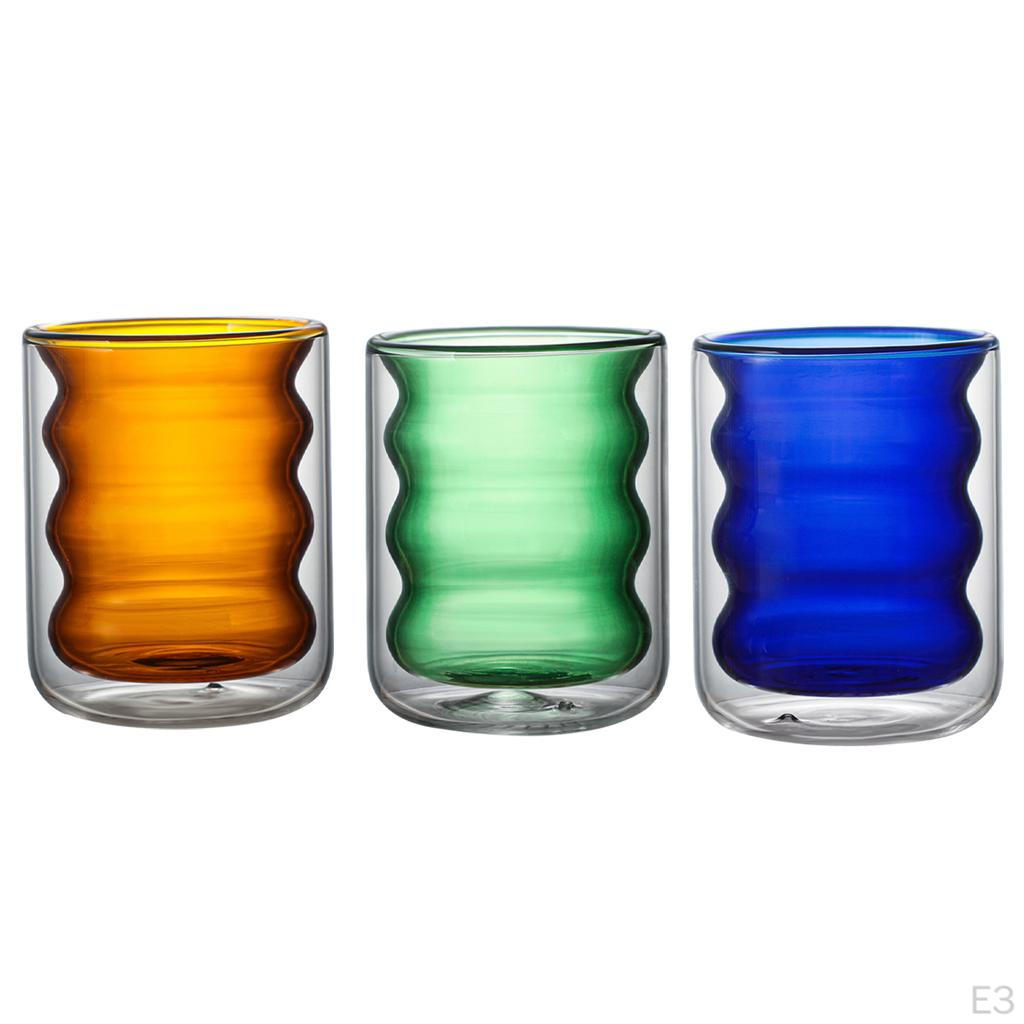 Glass Cup Drinking Round Mouth 200 ml Milk Mug Double Walled Coffee Drinkware for