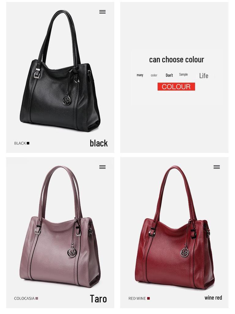 Qian Dian Women's 2025 Fashion Genuine Leather Large Capacity Cowhide Shoulder Crossbody Bag