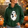 Cute Ghost Black Cat Sweatshirt Spooky Halloween Pumpkin Coffee Print Pullover Fall Winter Casual Long Sleeves Tops Unisex