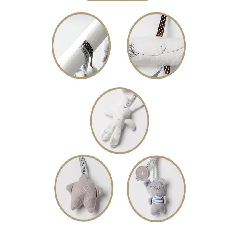 New Hanging Bed Rabbit Baby Hand Bell Safety Seat Plush Toy Multifunctional Plush Toy Stroller Mobile Gifts