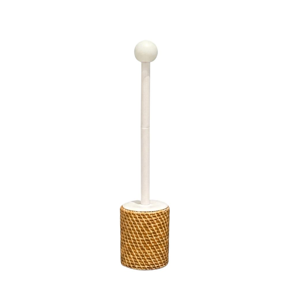 Creative Faux Rattan Toilet Brush Set with Holder Modern Home Decor Bathroom Cleaning Accessory for Contemporary Spaces