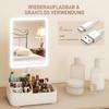 Makeup Mirror with Lights, Rechargeable Vanity Mirror w/ Touch Screen, 2 Lighting Modes and 180 degrees Rotation, White