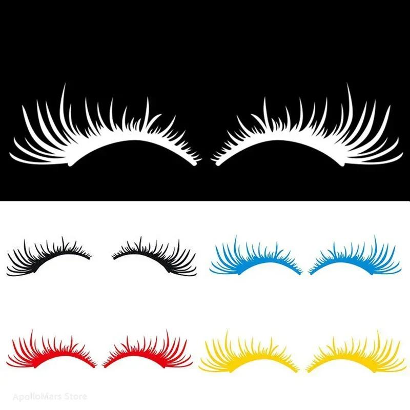 1 Pair 3D Charming Eyelashes Car Sticker Fake Eye Lash Car Headlight Funny Waterproof Decals Door Window Vinyl