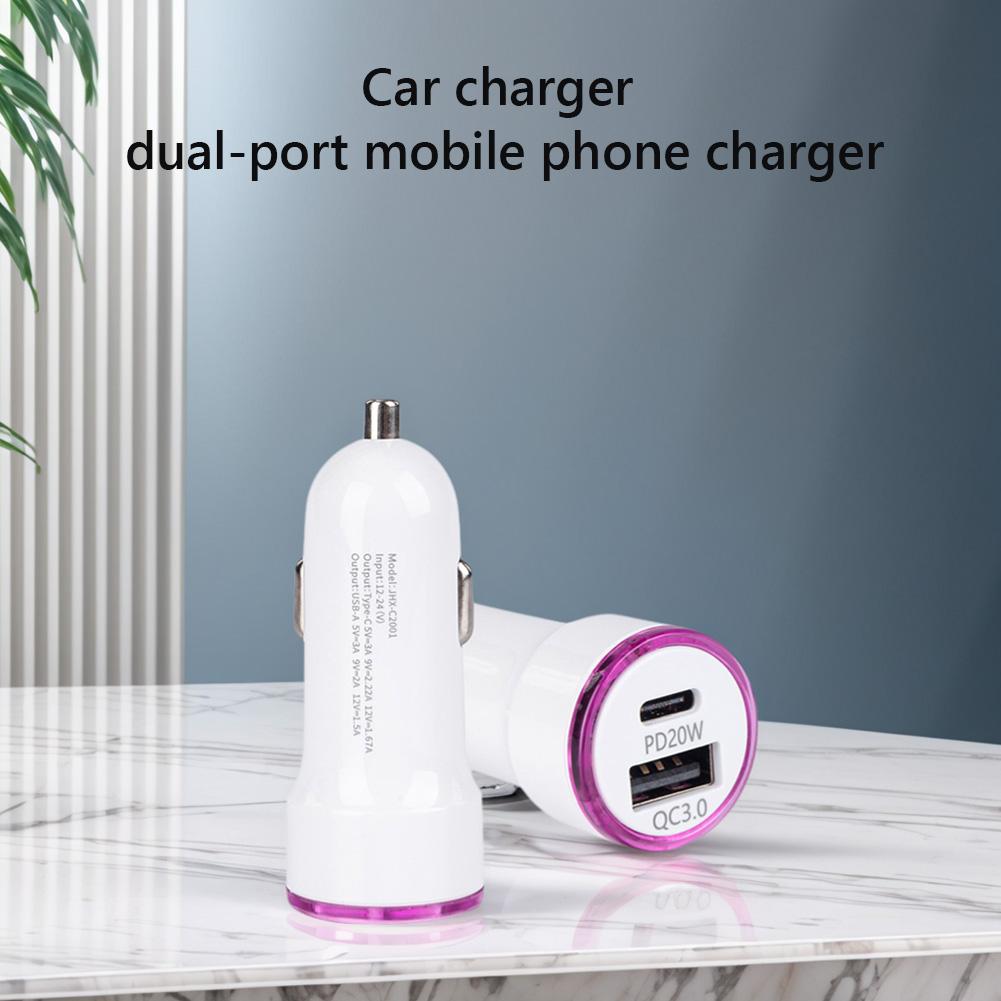 12-24V USB Type C Car Charger Universal 20W Fast Car Phone Charger Cigarette Lighter Adapter Socket for iPhone for Samsung