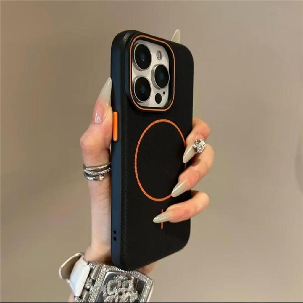 Pouzdro z PU kůže se vzorem liči s magnetickým uzávěrem pro iPhone 16 15 14 Plus 13 12 11 Pro Max pro bezdrátové nabíjení Magsafe, měkký kryt