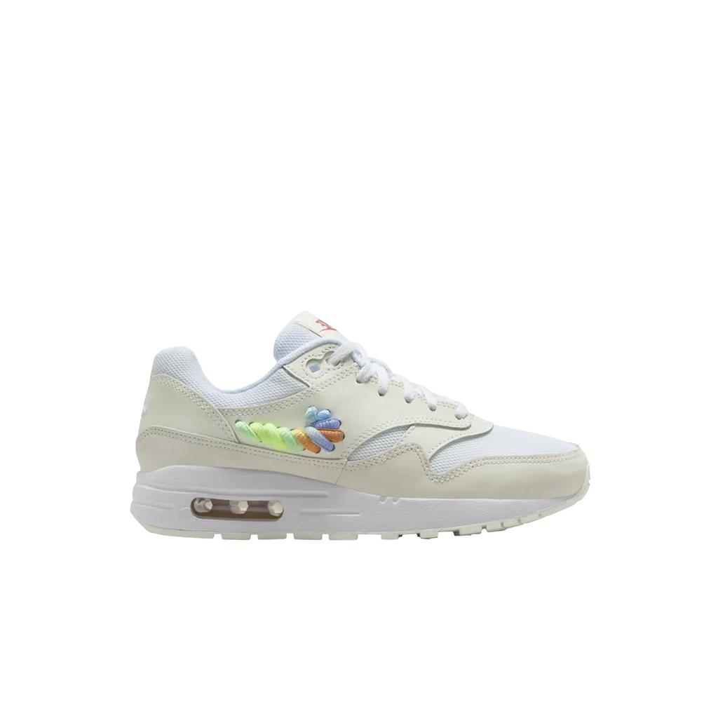 Nike Air Max 1 SE GS Rainbow Lace Swoosh Kids Sneakers Cream White Summit-White FN4782-100