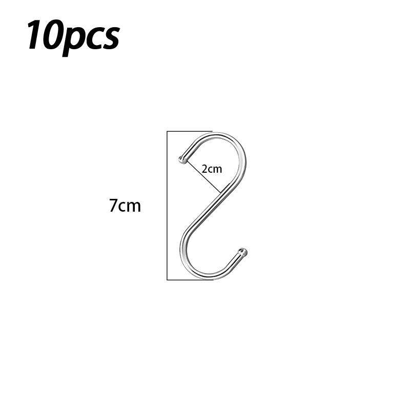 10Pcs Stainless Steel Metal S-Shaped Hooks Multi-Purpose Clothing Hanging Hooks