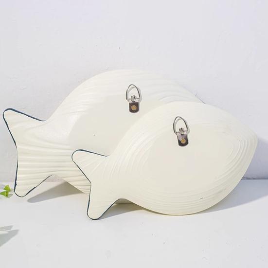 2 Pcs Coastal Ocean Fish Wall Sculpture Nautical Beach Theme Wall Hanging Decor Vintage Farmhouse Wall Art for Bathroom Lake House
