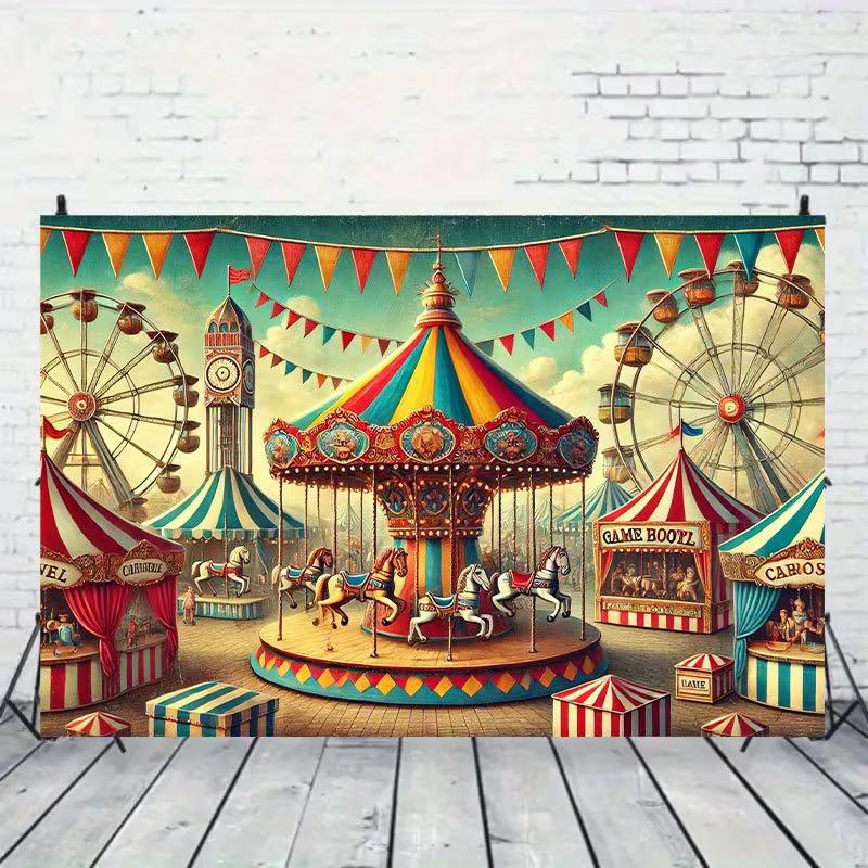 Telo Sfondo Circo Retrò 2D Stampa Piatta 2D Sfondo Fotografico Carnevale
