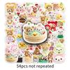 54 Pieces of Relaxed Bear Graffiti Stickers Cartoon Cute Ins Fenggu Card Decorative Mobile Phone Case Water Cup Creative DIY Stickers