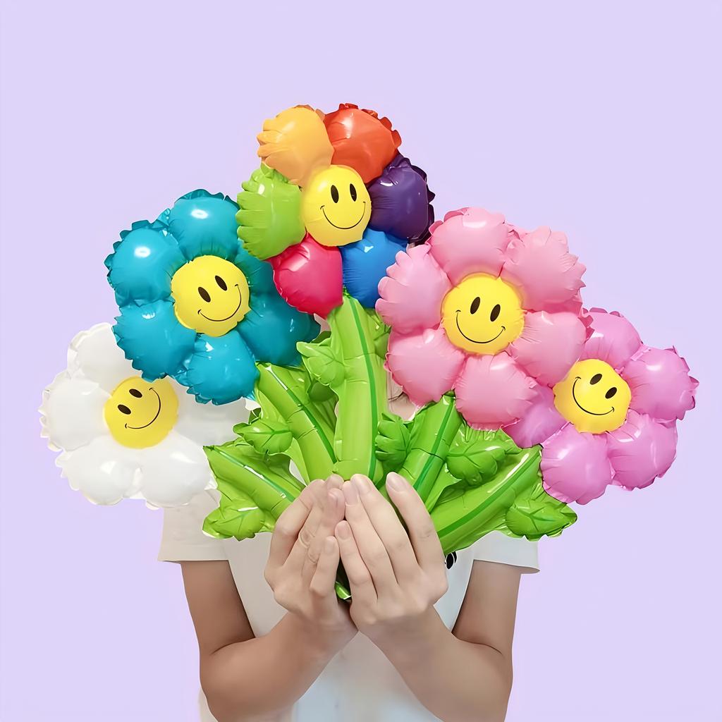 30 handheld daisy balloons, 14.17 inches high, self sealing aluminum foil balloons, suitable for birthday decoration, etc