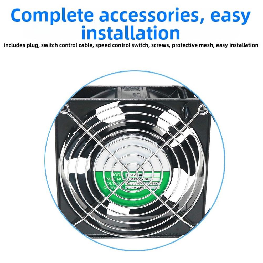 Silent 12x12 Industrial Fan High Airflow Low Power Cabinet Silent Axial Flow Fan Soldering Dedicated Exhaust Fan Ventilation Fan