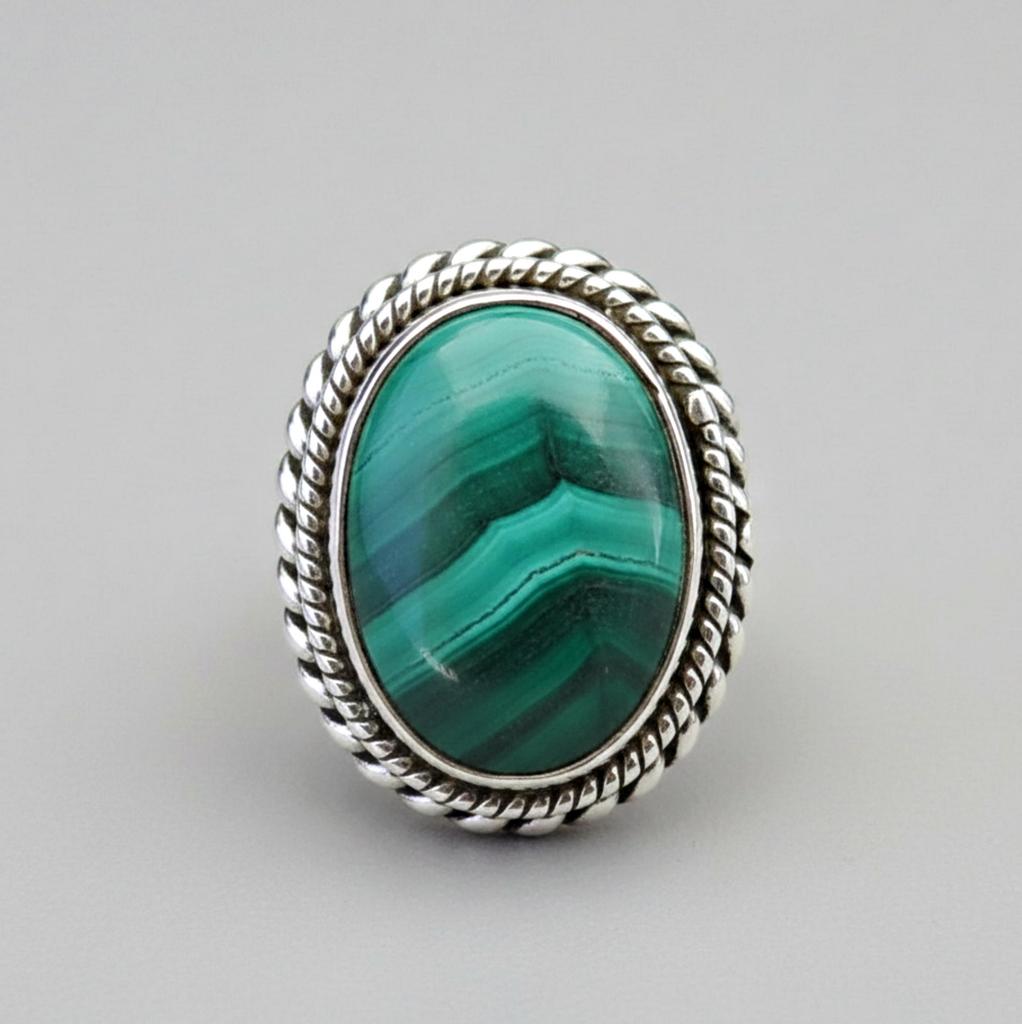 Natürlicher Malachitring, Handgefertigter Silberring, 925 Sterlingsilberring, Ovaler Malachit Designerring