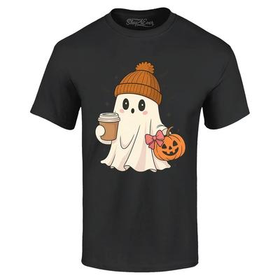 Herbstlicher Geist mit Kaffee Latte T-Shirt Niedliches Herbst Halloween Shirt