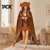 Langarm-Plüschdecke Tier-Tragbarer Hoodie für Damen, Übergroßes Flanell-Sweatshirt Weiche Loungewear-Decke, Knopfleiste Cosplay-Umhang Nachtwäsche