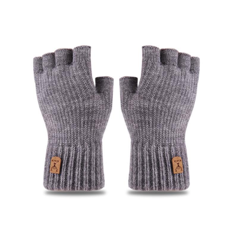 

Мужские шерстяные перчатки без пальцев — вязаные, для сенсорных экранов, эластичные, теплые для осени/зимы, идеально подходят для набора текста, письма, езды на велосипеде. чёрный