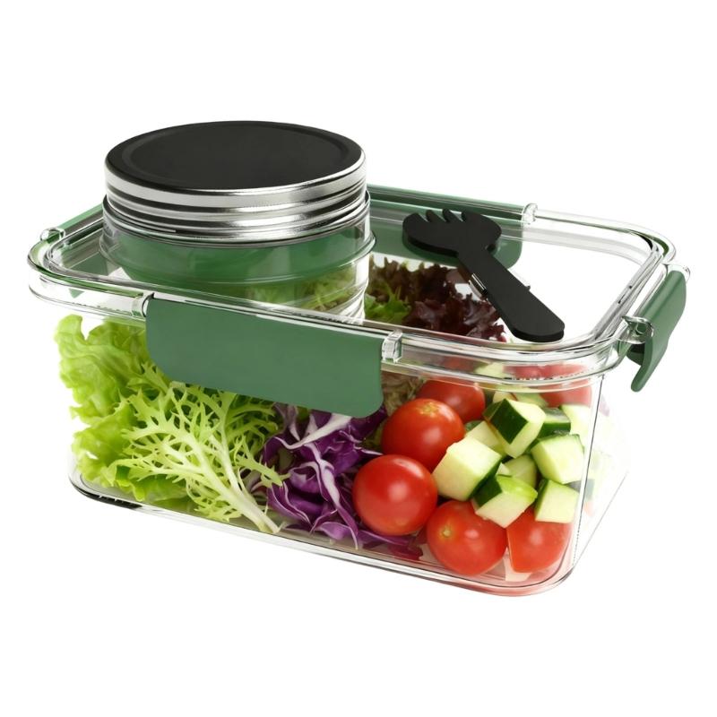 Контейнер для салата с герметичным отделением для заправки коробка для перекусов с крышкой для пикников принадлежности для приготовления еды 1 1500₽