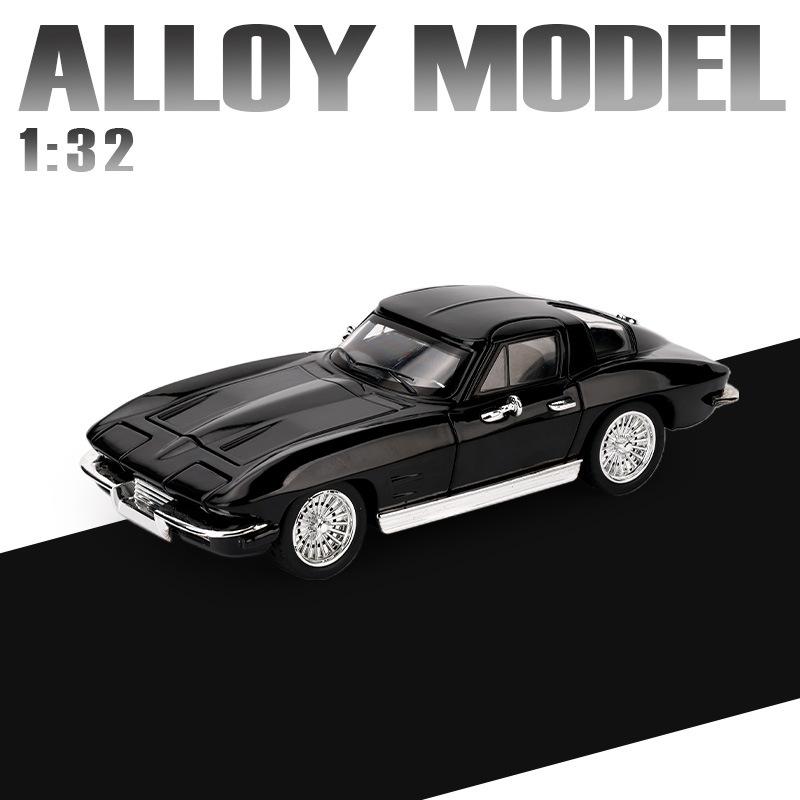 

1:32 Corvette C2 Sting Ray Alloy Sports Car Model Diecasts Metal Classic Racing Car Vehicles Model Sound and Light Kids Toy Gift чёрный