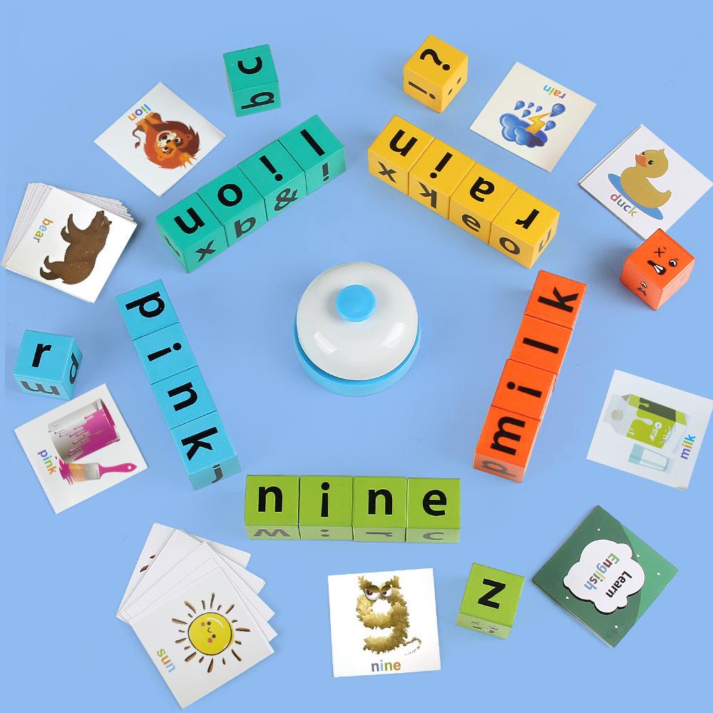 Children's puzzle, addition, subtraction, multiplication division, numerical thinking training English word building blocks toys