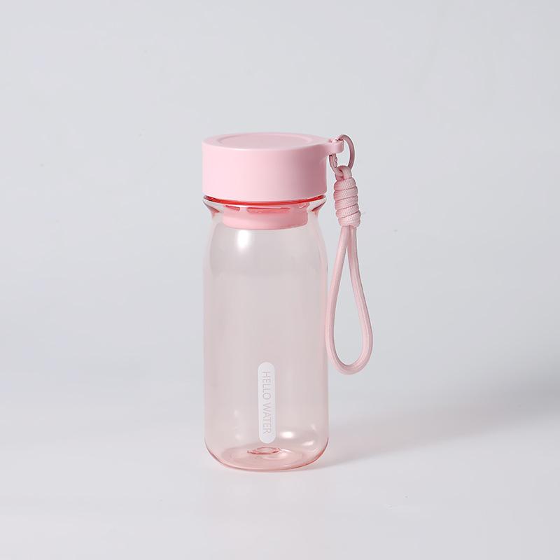 Water bottle simple portable plastic cup, transparent sports water cup with lanyard, student drinking water cup
