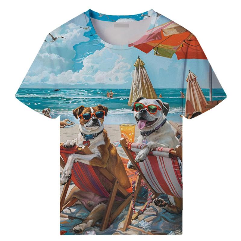 Men's 3D Cute Animal Dog Print T-Shirt Men Women Summer Funny Pets Casual Tees Cartoon O-Neck Short Sleeve T Shirt Hawaii Tshirt