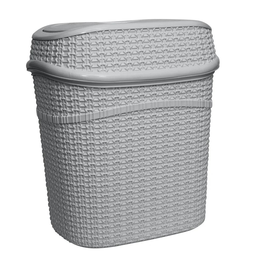Sailor Knot Plastic Swing Top Trash Can Bathroom Office Decorative Wastebasket Indoor Use Easy Open Lid Anti-Odor Design
