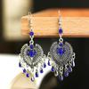 Ethnic Vintage Romantic Rose Red Heart Earrings for Women Simple Silver Color Water Drop Tassel Earring Wedding Party Jewelry
