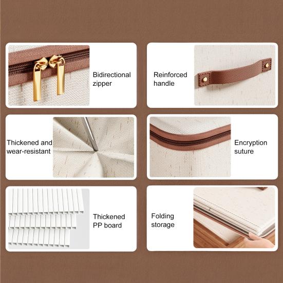 Yousheng Aufbewahrungsbox Doppelöffnung Reißverschluss Design Aufbewahrungsbehälter Großes Fassungsvermögen Stoffverstärkt Stapelbarer Organizer