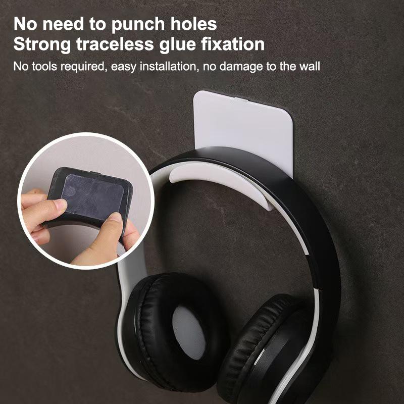 Universal Headphone Stand Adhensive Plastic Wall Mount Hanger Under Desk Headset Rack Holder Support For Gaming Earphone Bracket