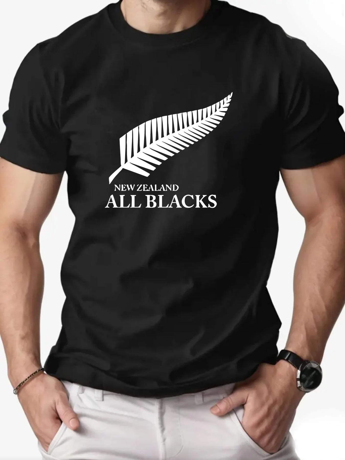 

2026 Men T Shirt Cotton NEW ZEALAND ALL BLACKS Silver Fern Print Summer Round Neck Breathable Short Sleeve Rugby Fans Casual Tee 4XL