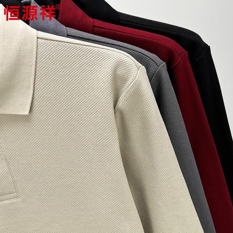 Hengyuanxiang Herren 40S Langstapel-Baumwolle Langarm-Polo-T-Shirt