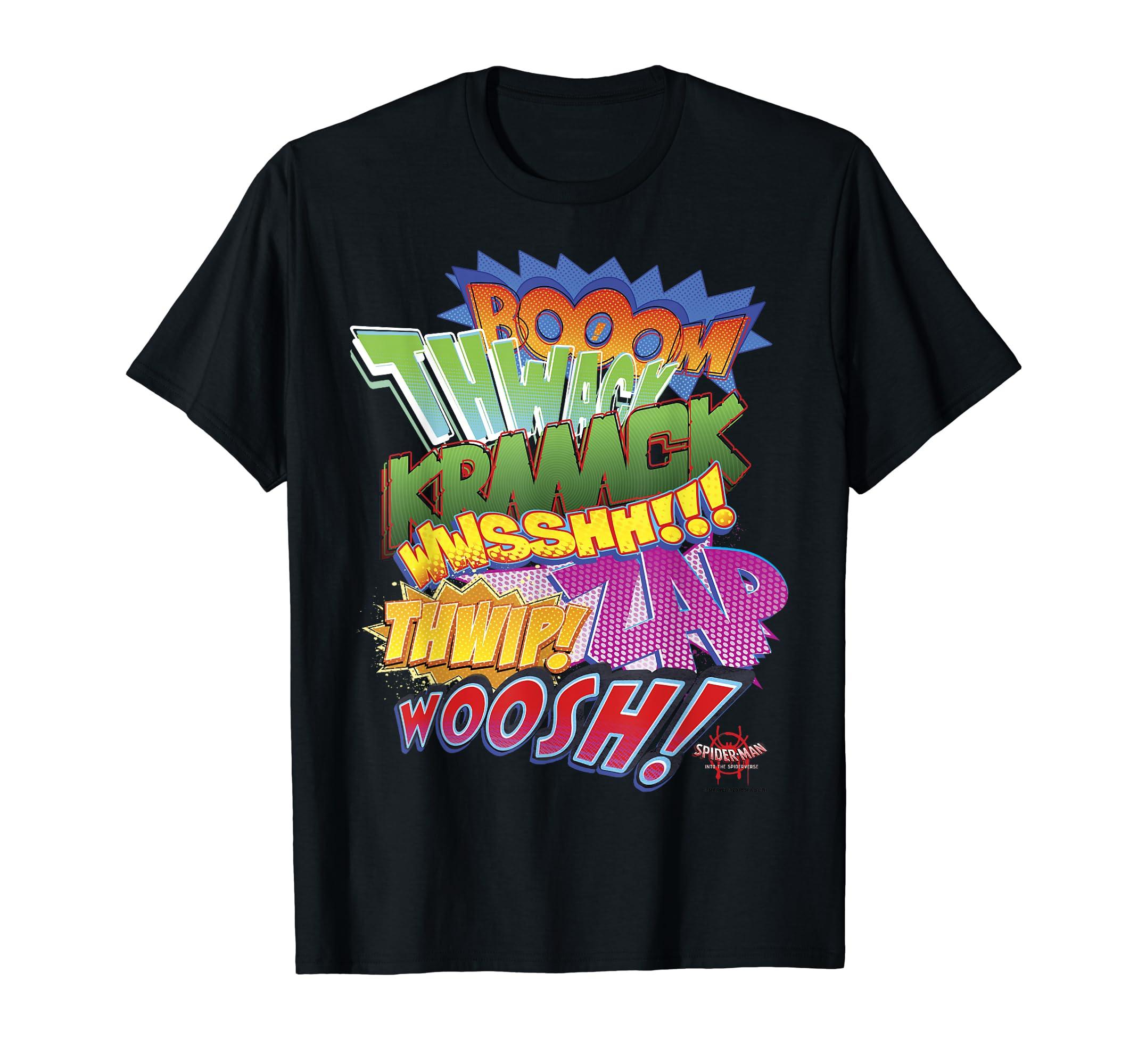 

Marvel Spider-Man Into the Spider-Verse Sound Effects Graphic T-Shirt