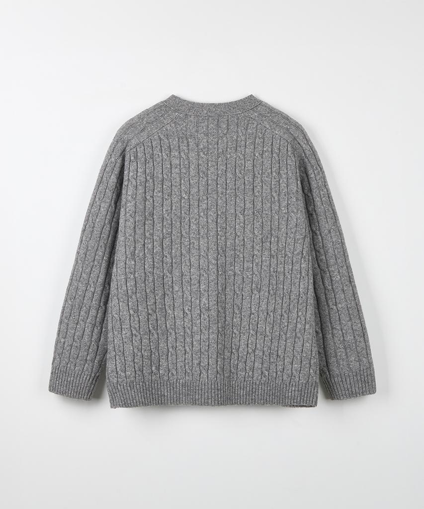 Nodu Cable Saddle Crop Cardigan [Gray]