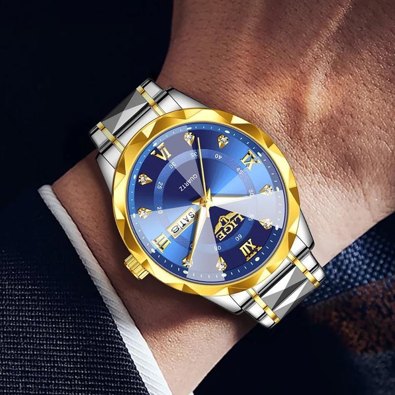 Fashion Simple Quartz Man Watch Luxury Business Steel Band Casual Sports Waterproof Date Weeks Watches