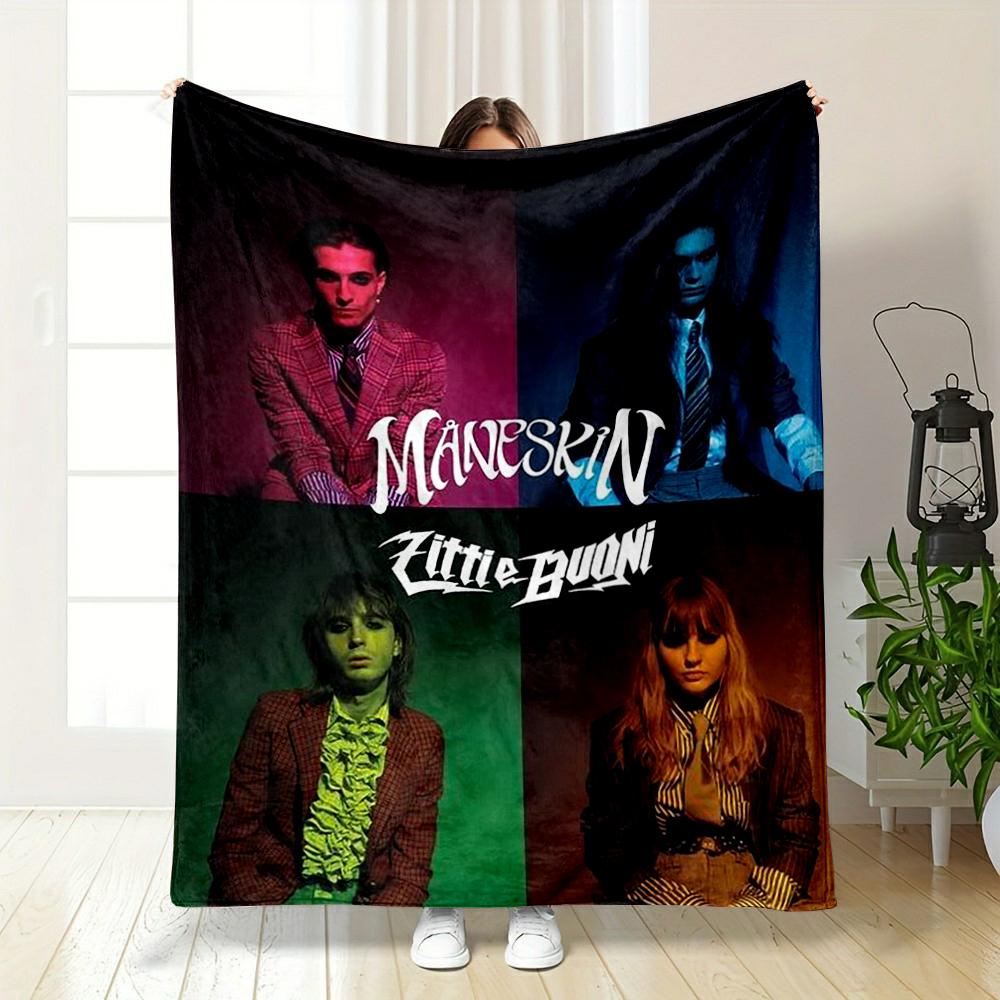Colorful Portrait Collage with Text printed Flannel blanket for bedroom, living room, sofa, and nap