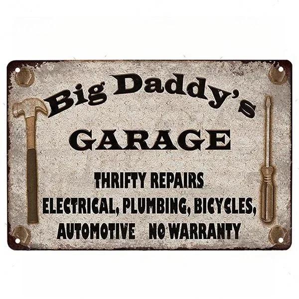 Vintage Dad's Garage Metal Tin Sign Decor Room Decoration Metal Plaque Garage Club Man Cave Bar Sign Poster Home Wall Decor