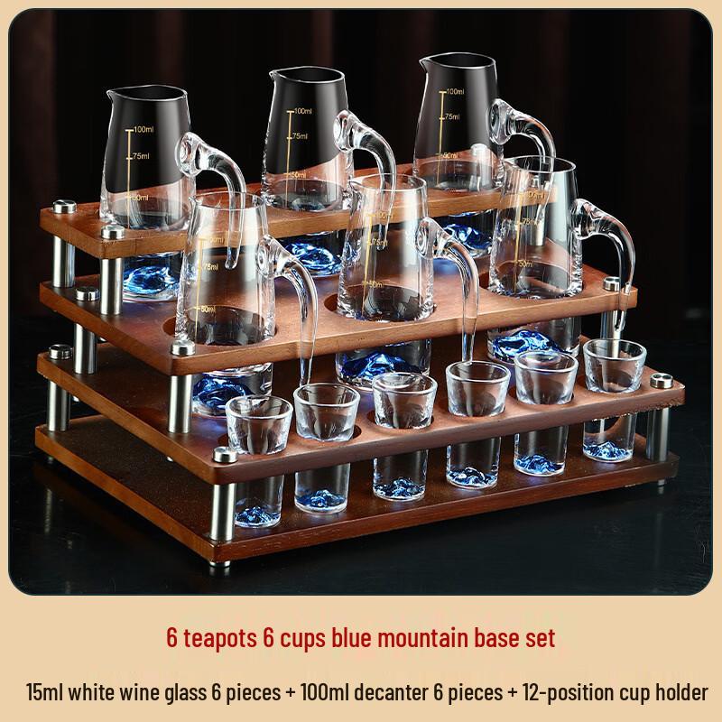 Handun Crystal Glass Baijiu Set with Wood Rack