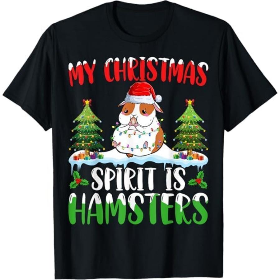 Hamster Santa Hat Xmas Lights Christmas Spirit Hamster T-Shirt GIU1 Mens Womens Tank Top Sweatshirt Hoodie Longsleeve 810 Black XXXXXL разноцветный