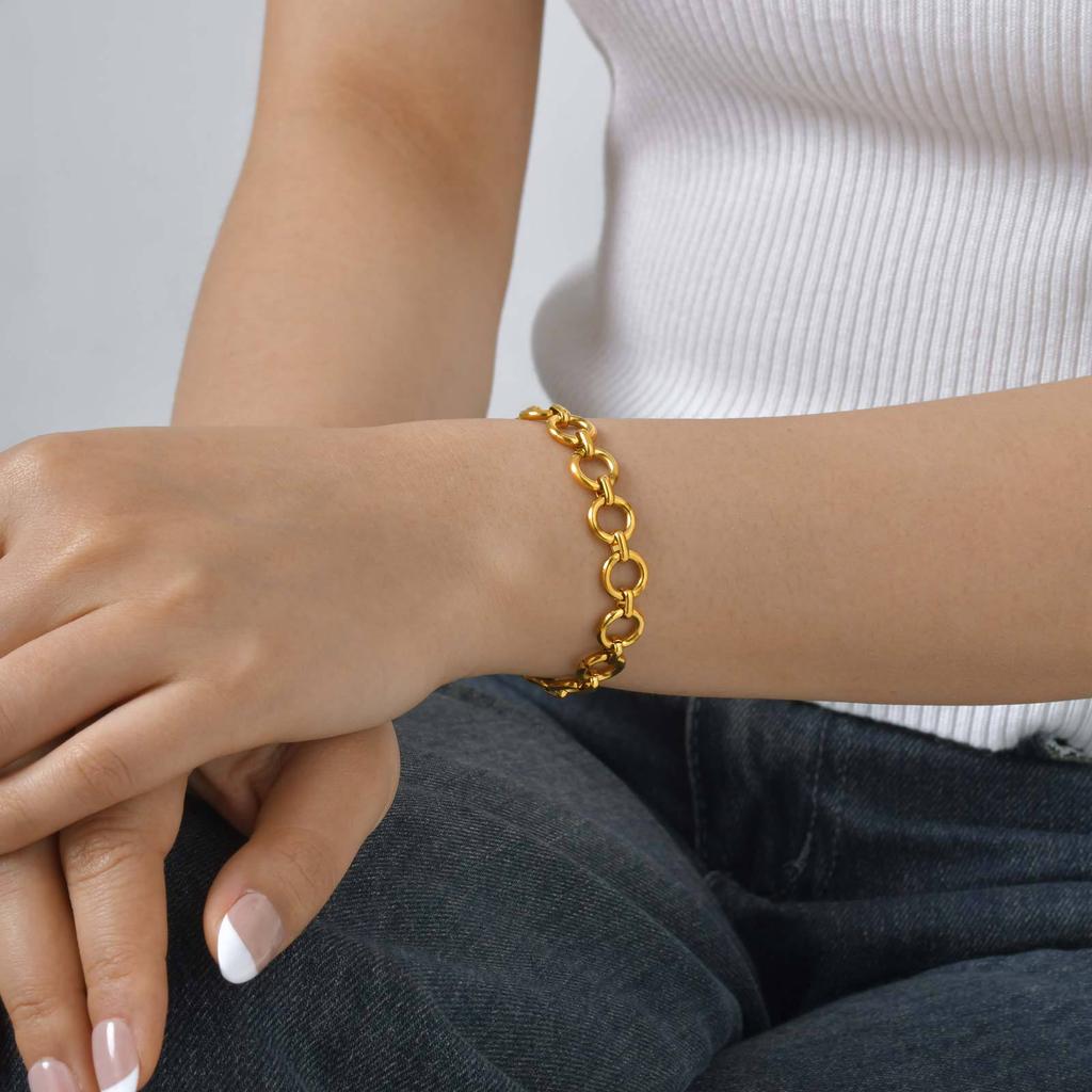 Jewelry Stainless Steel Interlocking Gold Bracelet Ladies Fashion Br-2394
