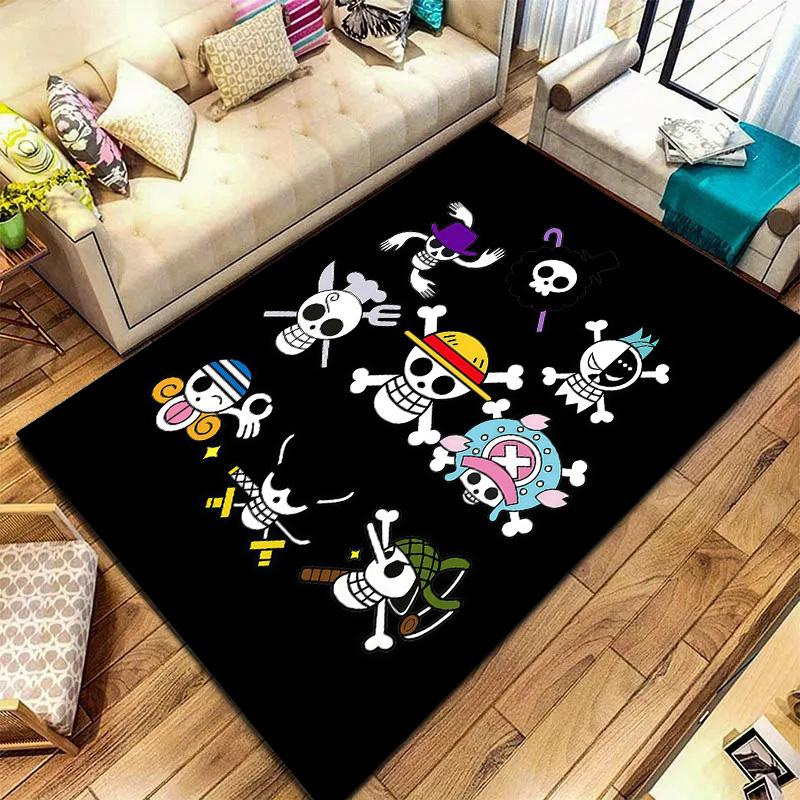 Tapis Tapis Tapis Pirates du Chapeau de Paille One Piece Pour Salon Chambre Maison Décoration de Canapé, Tapis de Sol Antidérapant pour Jouer aux Enfants