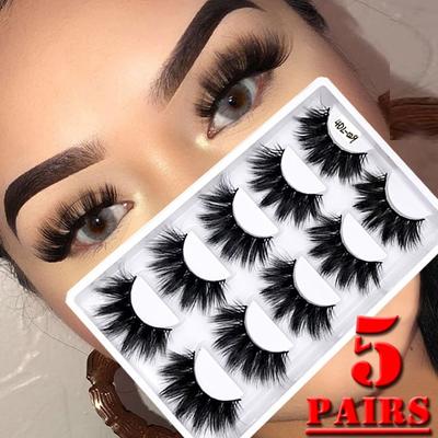 Natürliche lange, flauschige Wimpernverlängerung aus 4D-Kunstnerzhaar, volles Volumen, dicke falsche Wimpern