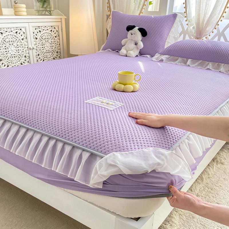 Waffle Lace Bed Sheet, Bean Cool Mat, Three Piece Set, Summer Cool Feeling, Ice Silk Mat, Mattress Protective Cover