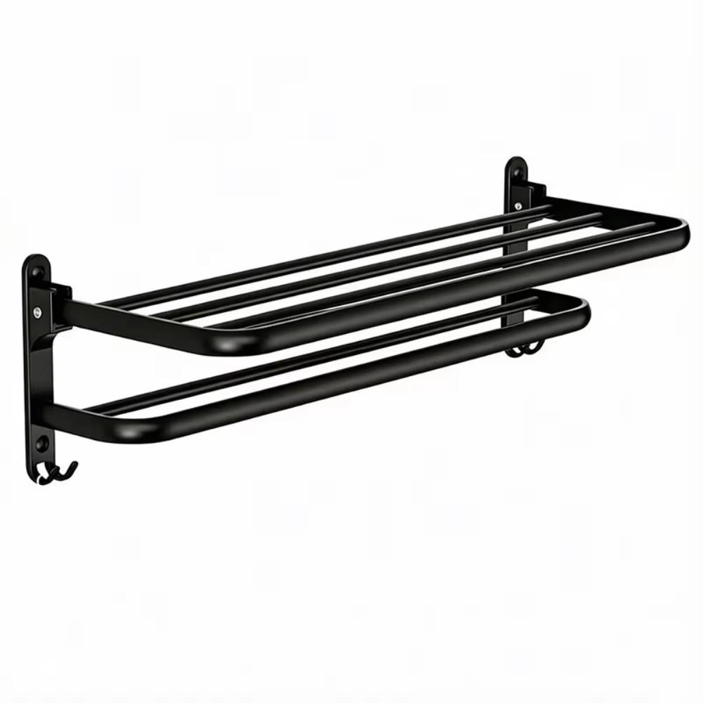 Aluminum Alloy Wall Mount Towel Holder Matte Black Towel Storage Rack  for Home Use