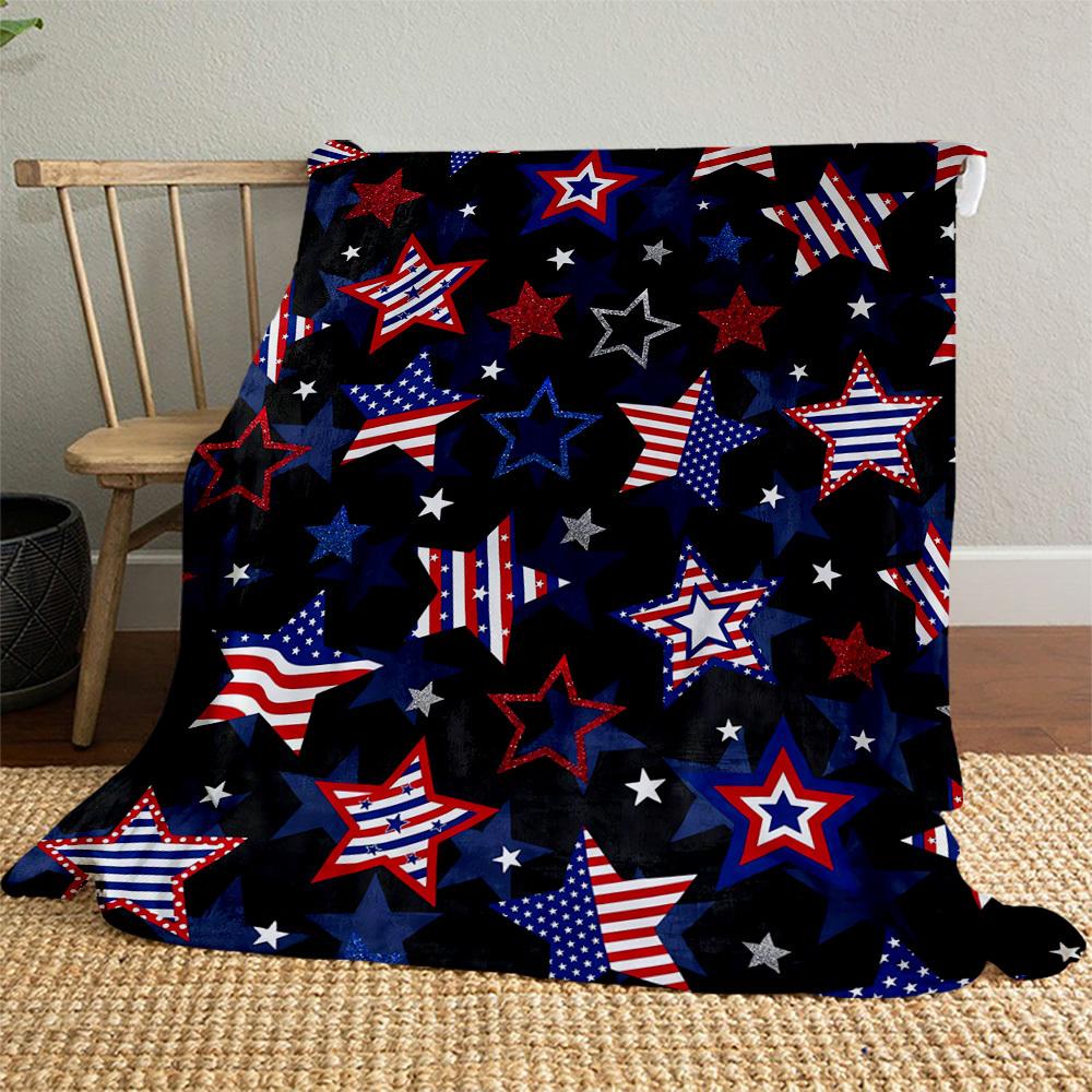 Stars Patriotic Outdoor Flannel Blankets, Outdoor travel, Home Blankets, Fan Gifts,Suitable for All Seasons, Christmas Gifts. R1127119
